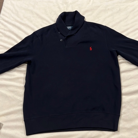 Polo Ralph Lauren Men’s Navy Blue Pullover Shawl Collar Size M - Picture 2 of 11